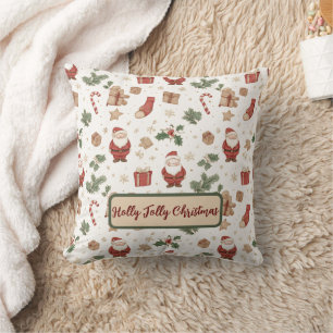 Whimsical Watercolor “Holly Jolly Christmas” Kussen