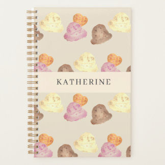 Whimsical Watercolor Ice Cream Scoops Planner