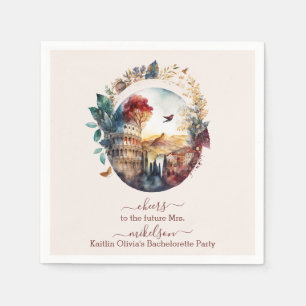 Whimsical Watercolor Italiaans Bruiloftsbestemming Servet