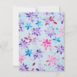 Whimsical Watercolor Paarse en Roze Bloemen RSVP Kaartje