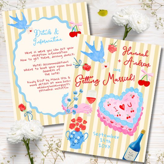 Whimsical watercolor quirky Wedding Invitation