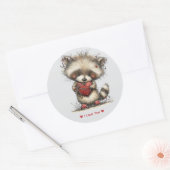 Whimsical Watercolor Raccoon Love Sticker (Enveloppe)