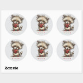 Whimsical Watercolor Raccoon Love Sticker (Feuille)