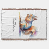 Whimsical Watercolor Squirrel Personalized Deken (Voorkant)