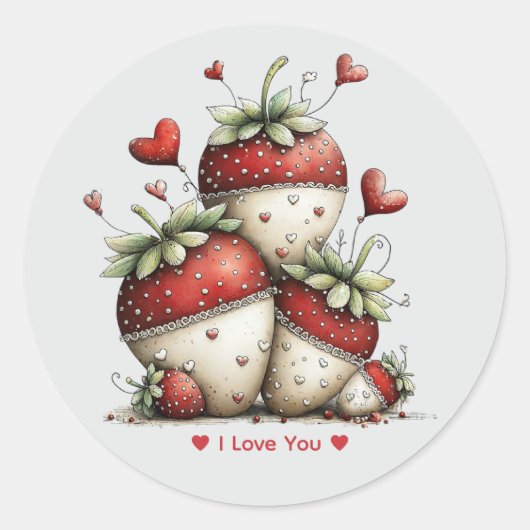 Whimsical Watercolor Strawberries Sticker (Devant)