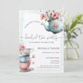 Whimsical Watercolor Tea Bridal Shower Invitation (Debout devant)