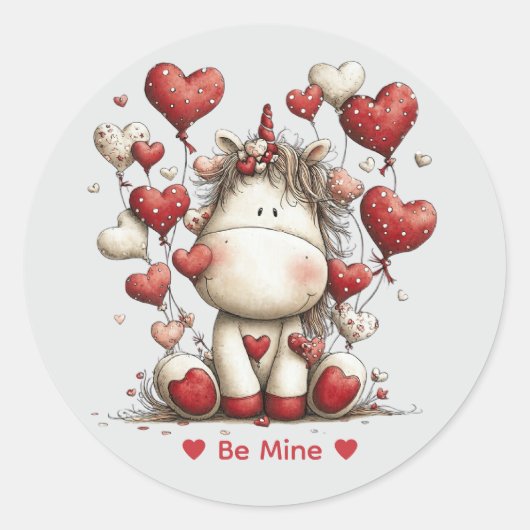 Whimsical Watercolor Unicorn Love Sticker (Devant)