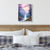 Whimsical Waterfall | Magical Floral Landscape Canvas Afdruk (Insitu (Slaapkamer))