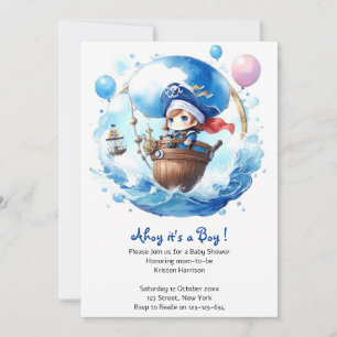 Whimsical Waters: Waterverf Boy Baby shower Kaart