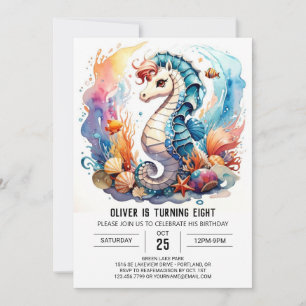 Whimsical Waters Zeepaardje Verjaardag Kaart