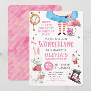 Whimsical Waterverf Alice in Wonderland Birthday Kaart