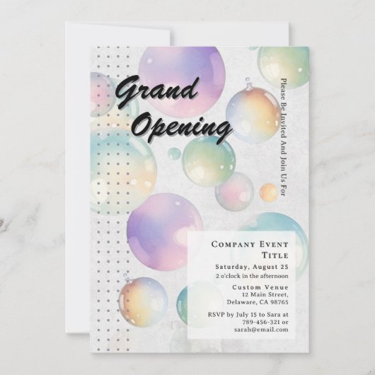Whimsical Waterverf Aura Bubble Grand Opening Kaart (Voorkant)