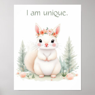 Whimsical Waterverf Baby White Squirrel Woodland Poster