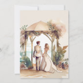 Whimsical Waterverf Beach Destination Wedding Kaart (Achterkant)