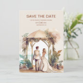 Whimsical Waterverf Beach Destination Wedding Save The Date (Staand voorkant)