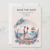 Whimsical Waterverf Beach Destination Wedding Save The Date (Voorkant)