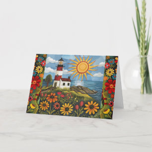 Whimsical Waterverf Bloemen Licht Huis Blank Kaart