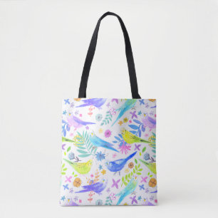 Whimsical Waterverf Budgie Parkieten Draagtas