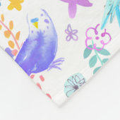 Whimsical Waterverf Budgie Parkieten Fleece Deken (Hoek)