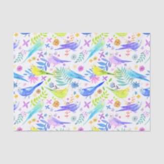 Whimsical Waterverf Budgie Parkieten Tissuepapier