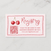 Whimsical Waterverf Cherry Baby Registry QR-code Informatiekaartje (Voorkant)