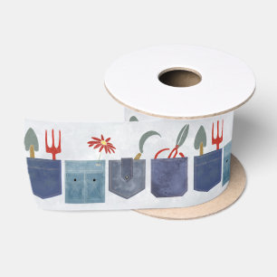 Whimsical Waterverf Denim Tuinzakken Illustratie Lint