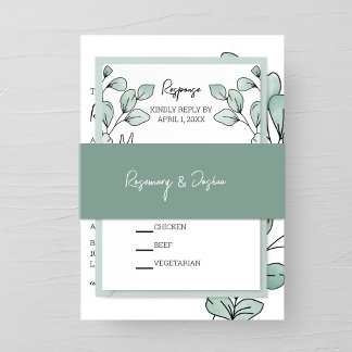 Whimsical Waterverf Eucalyptus Wedding Uitnodigingen Wikkel