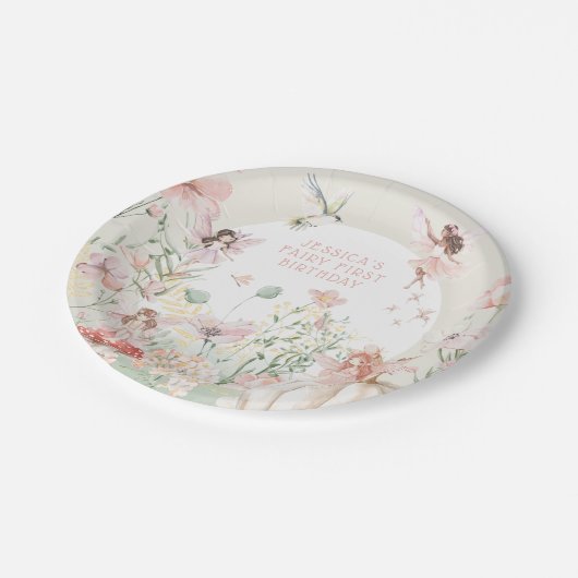 Whimsical Waterverf Fairy 1e Verjaardag Papieren Bordje (Gekanteld)