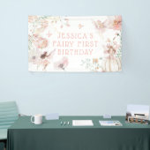 Whimsical Waterverf Fairy 1e Verjaardag Spandoek (Beurs)