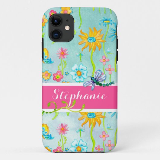 Whimsical Waterverf Flowers Dragonfly Butterfly Case-Mate iPhone Case (Achterkant)