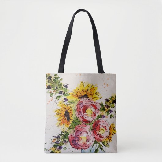 Whimsical Waterverf Flowers Tas (Voorkant)