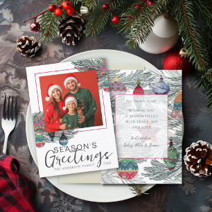 Whimsical Waterverf & Foto Kerst Feestdagenkaart