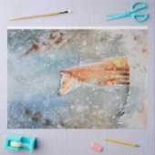 Whimsical Waterverf Fox in Sneeuwboskerst Tissuepapier (Craft)