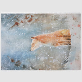Whimsical Waterverf Fox in Sneeuwboskerst Tissuepapier