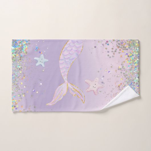Whimsical Waterverf Glitter Zeemeermin Staart Bad Handdoek (Handdoek)