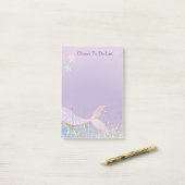 Whimsical Waterverf Glitter Zeemeermin Staart Post-it® Notes (Op bureau)
