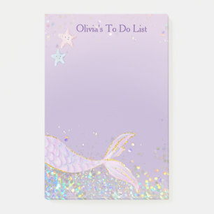 Whimsical Waterverf Glitter Zeemeermin Staart Post-it® Notes