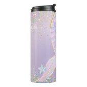 Whimsical Waterverf Glitter Zeemeermin Staart Thermosbeker (Gedraaid links)