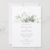 Whimsical Waterverf Groen & Gouden Bladerdak Bruil Kaart (Voorkant)