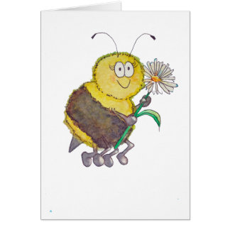 Whimsical Waterverf Happy Bee Flower Fun