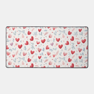 Whimsical Waterverf Hearts and Leaves Pattern Bureaumat