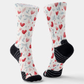 Whimsical Waterverf Hearts and Leaves Pattern Sokken (Gebogen)