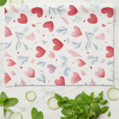 Whimsical Waterverf Hearts and Leaves Pattern Theedoek (Gevouwen)