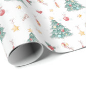 Whimsical Waterverf kerstboom Cadeaupapier (Rol Hoek)