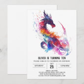 Whimsical Waterverf Kinder Dragon Birthday Kaart (Voorkant / Achterkant)