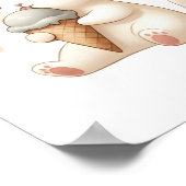 Whimsical Waterverf Kitten met Ice Cream Cone Poster (Hoek)