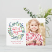 Whimsical-Waterverf met kerstfotokaart Feestdagenkaart (Staand voorkant)