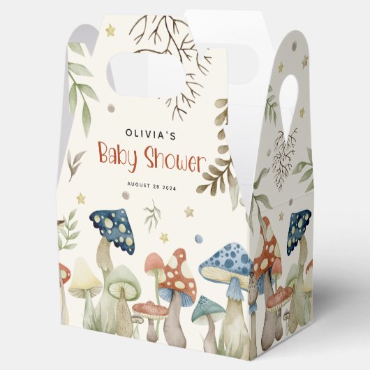 Whimsical Waterverf Mushroom Baby shower Bedankdoosjes (Geopend)
