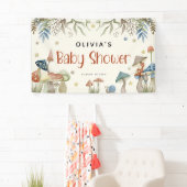 Whimsical Waterverf Mushroom Baby shower Spandoek (Insitu)