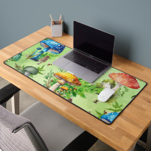 Whimsical Waterverf Mushroom Garden Bureaumat